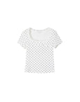 Lace-Trim Polka Dot Square-Neck Top