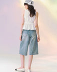 Lace-Trim Tie-Front Peplum Top