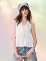 Lace-Trim Tie-Front Peplum Top