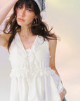 Lace-Trim Tie-Front Peplum Top in White ¡ª view 4