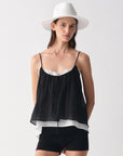 Layered Lace-Trim Drawstring Cami