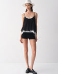Layered Lace-Trim Drawstring Cami