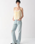 Layered Lace-Trim Drawstring Cami