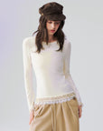 Layered Lace-Trim Long-Sleeve Top
