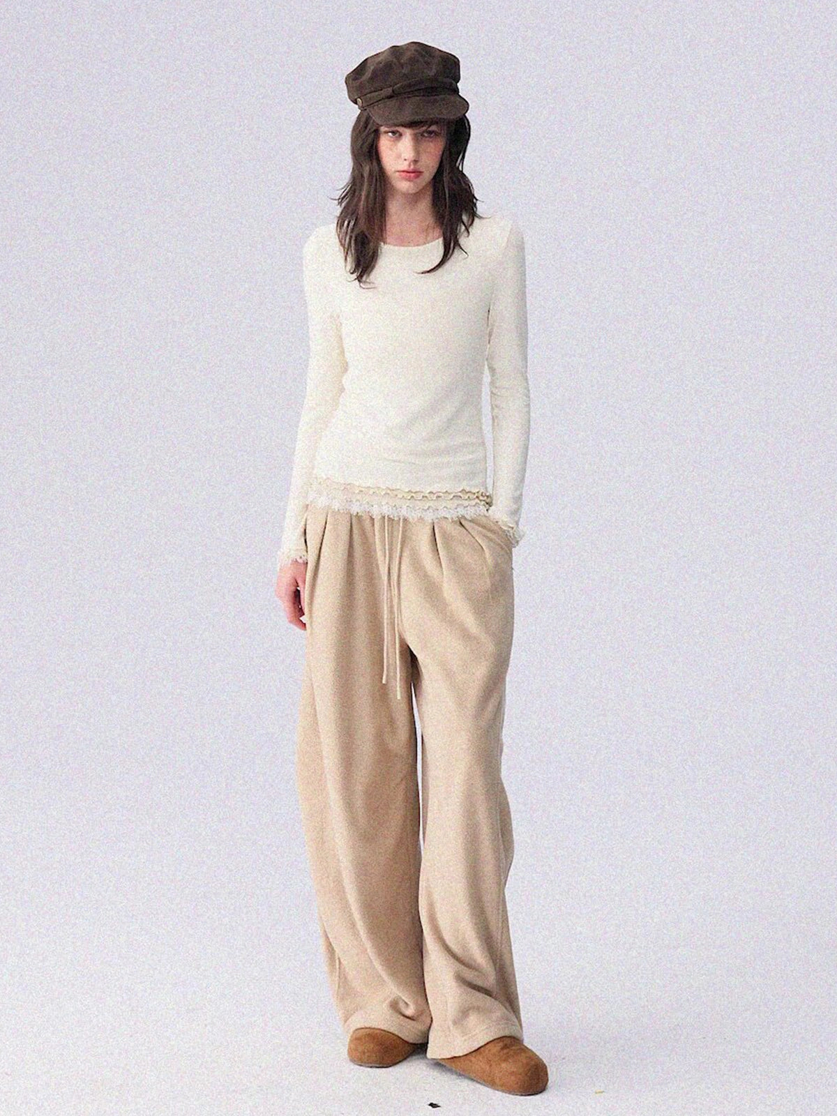 Layered Lace-Trim Long-Sleeve Top