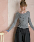 Layered-Look Boatneck Henley Top