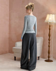Layered-Look Boatneck Henley Top
