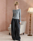 Layered-Look Boatneck Henley Top