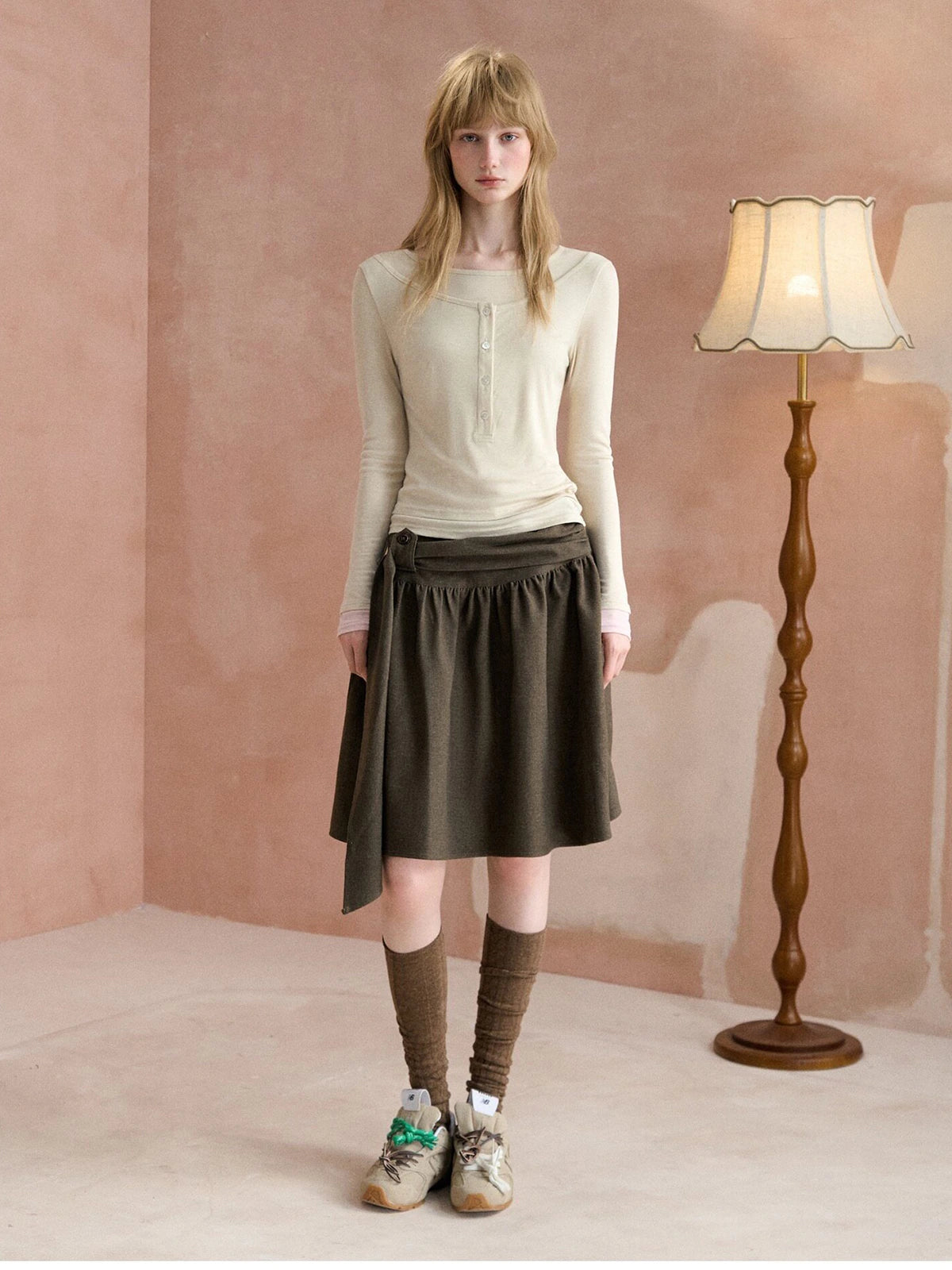 Layered-Look Boatneck Henley Top
