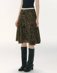 Leopard Print A-Line Midi Skirt