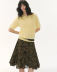 Leopard Print A-Line Midi Skirt