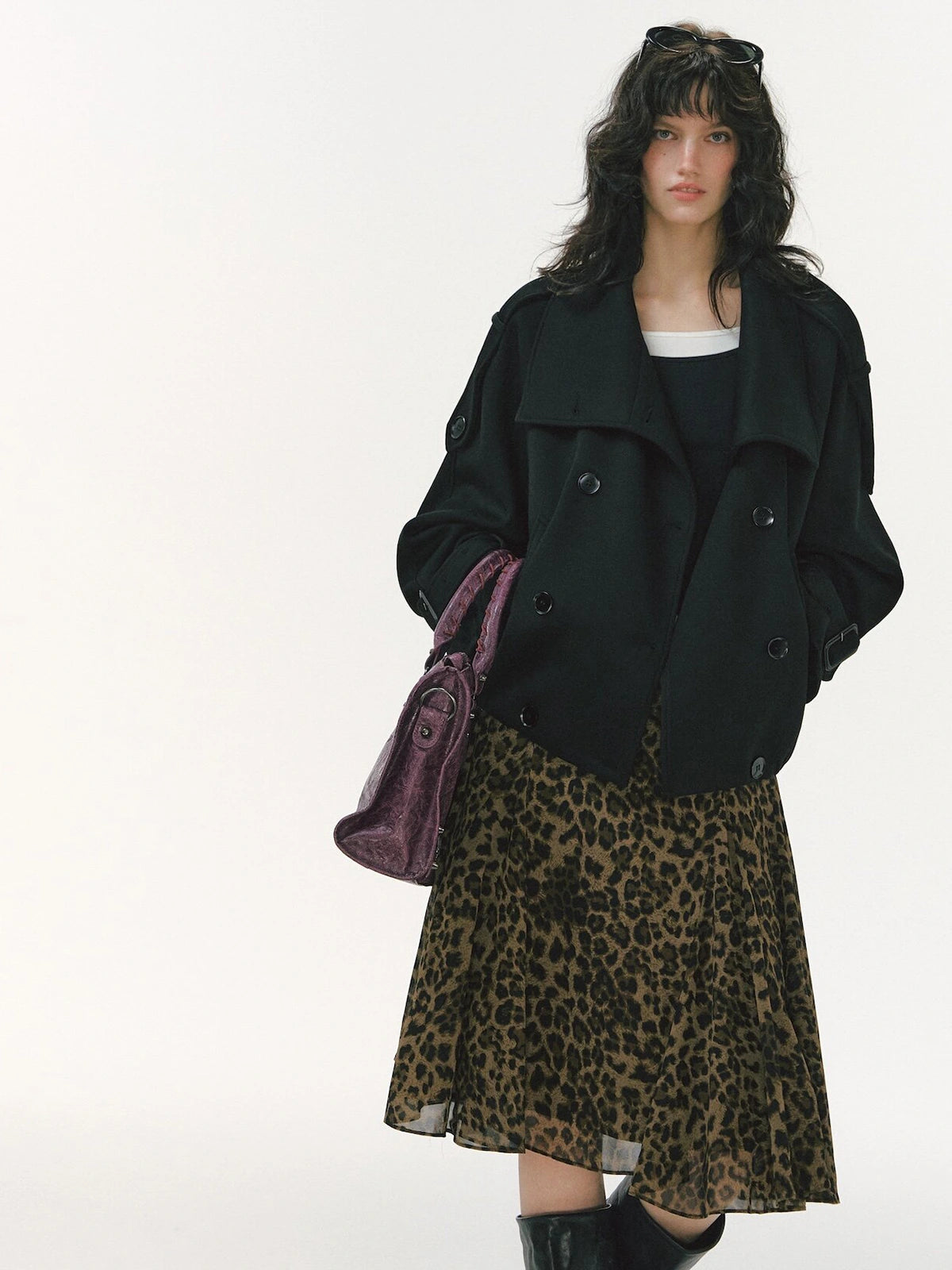 Leopard Print A-Line Midi Skirt