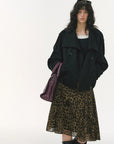 Leopard Print A-Line Midi Skirt