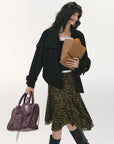 Leopard Print A-Line Midi Skirt