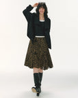 Leopard Print A-Line Midi Skirt