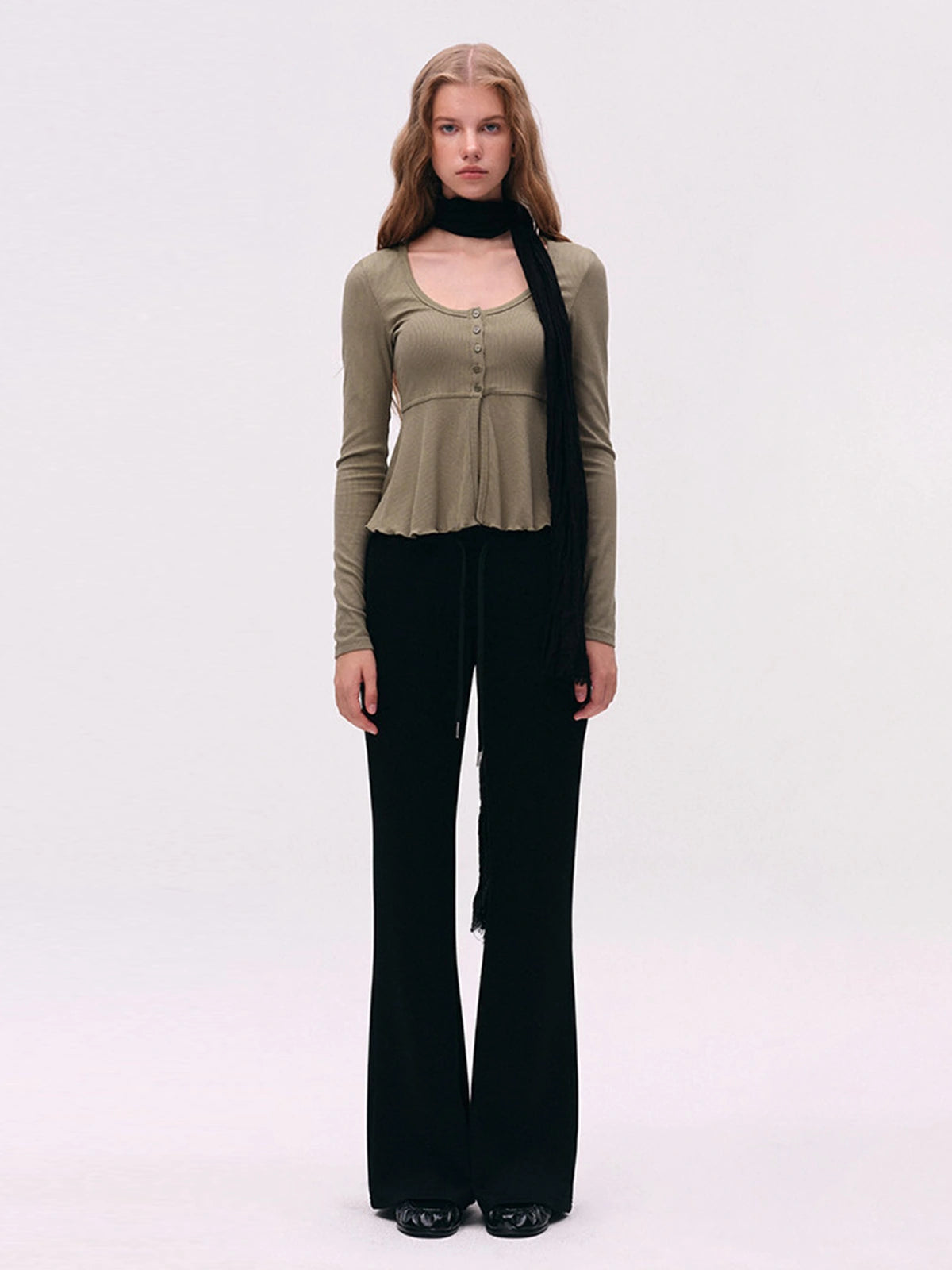 Low-Rise Drawstring Flared Sweatpants