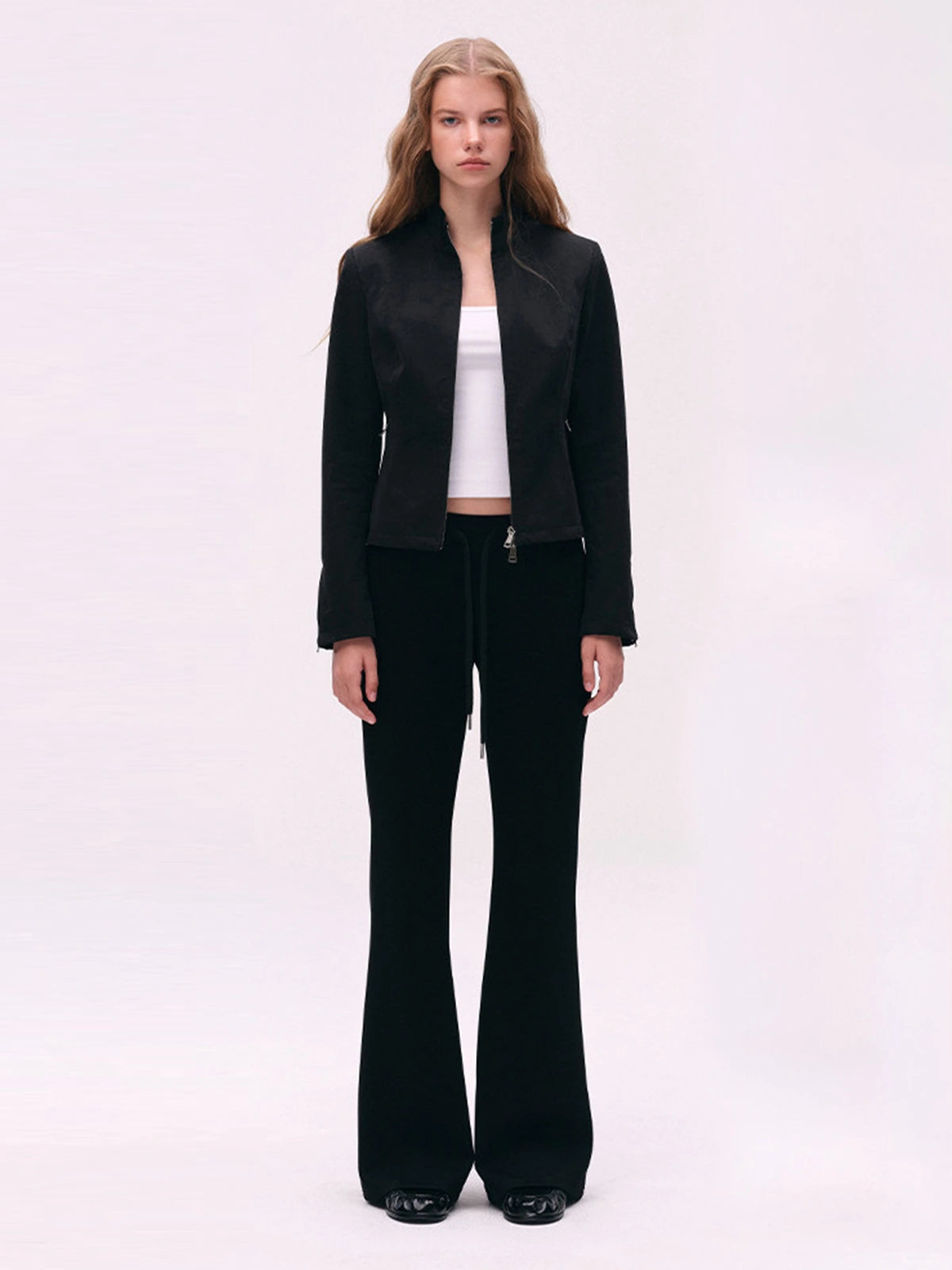 Low-Rise Drawstring Flared Sweatpants