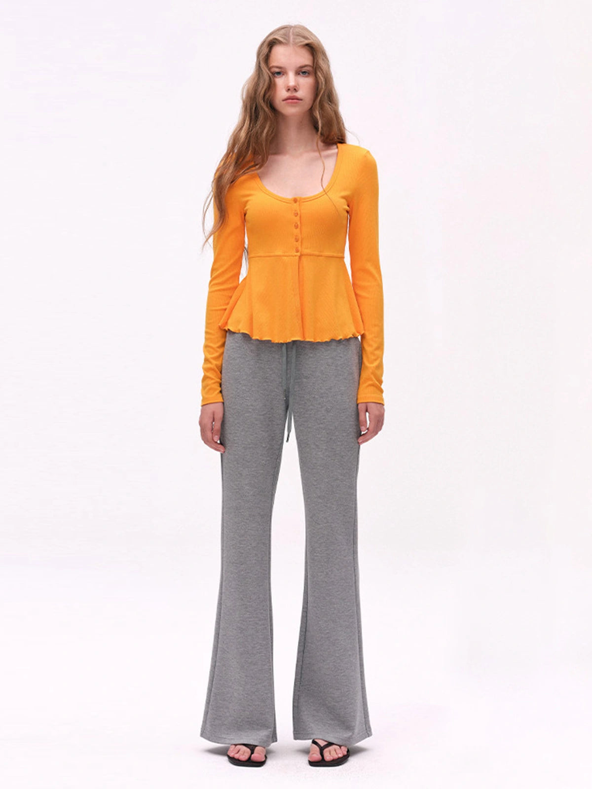 Low-Rise Drawstring Flared Sweatpants