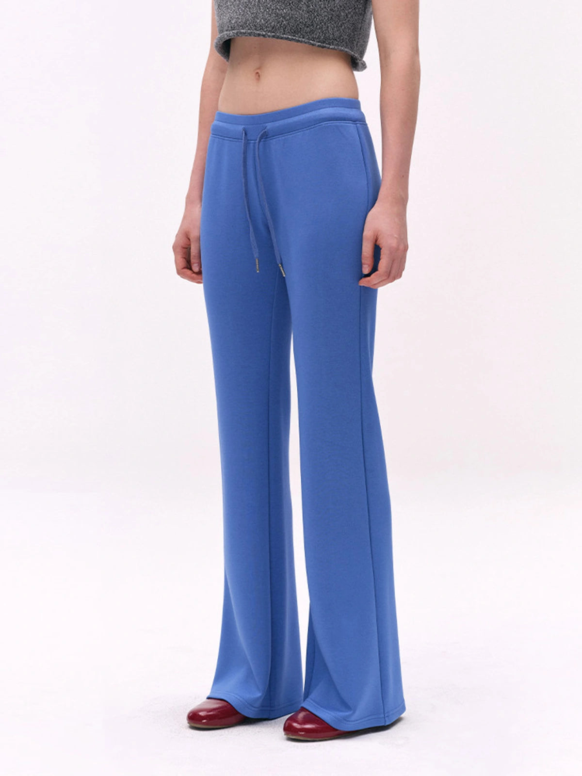 Low-Rise Drawstring Flared Sweatpants