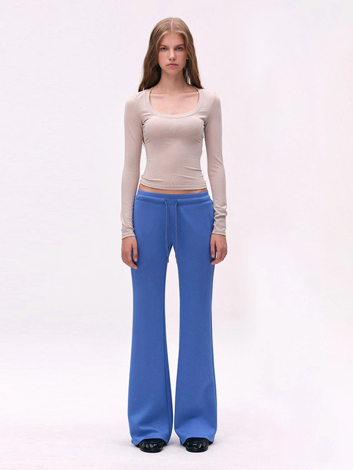Low-Rise Drawstring Flared Sweatpants