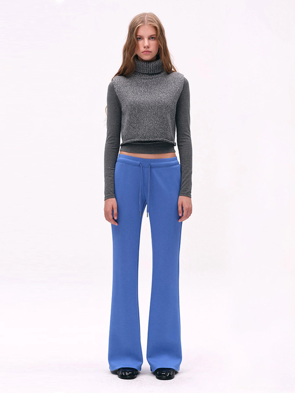 Low-Rise Drawstring Flared Sweatpants