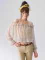 Off-Shoulder Polka Dot Blouse in Ivory a?? view 4