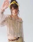 Off-Shoulder Polka Dot Blouse