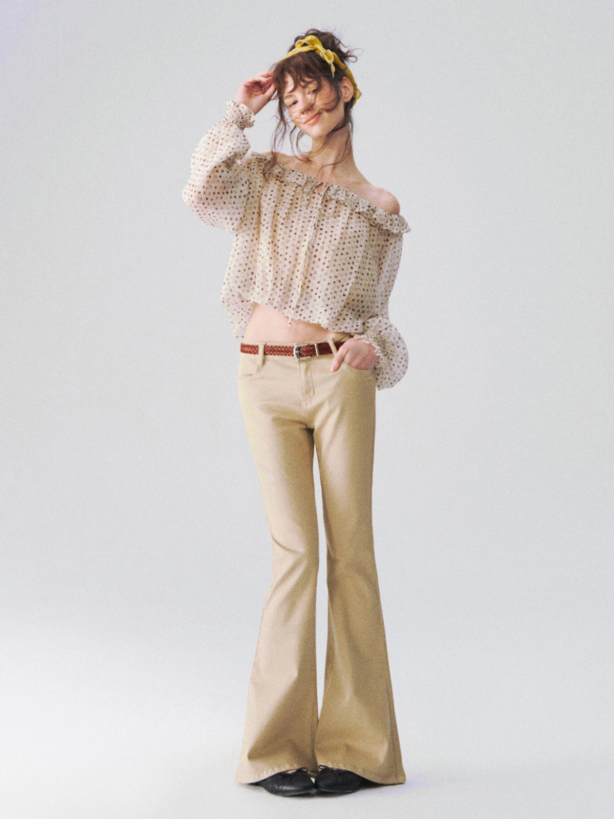 Off-Shoulder Polka Dot Blouse
