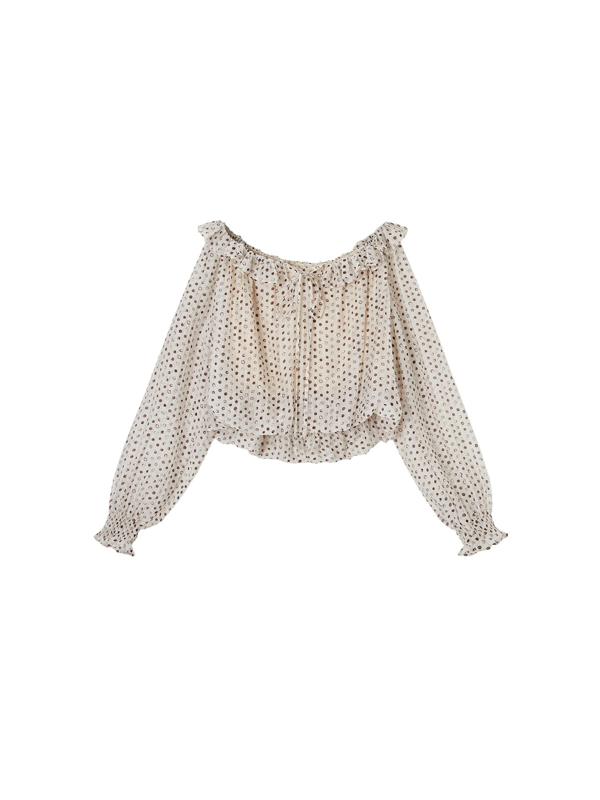 Off-Shoulder Polka Dot Blouse