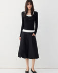 Pleated Balloon-Leg Culotte Pants