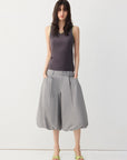 Pleated Balloon-Leg Culotte Pants in Black a?? view 4