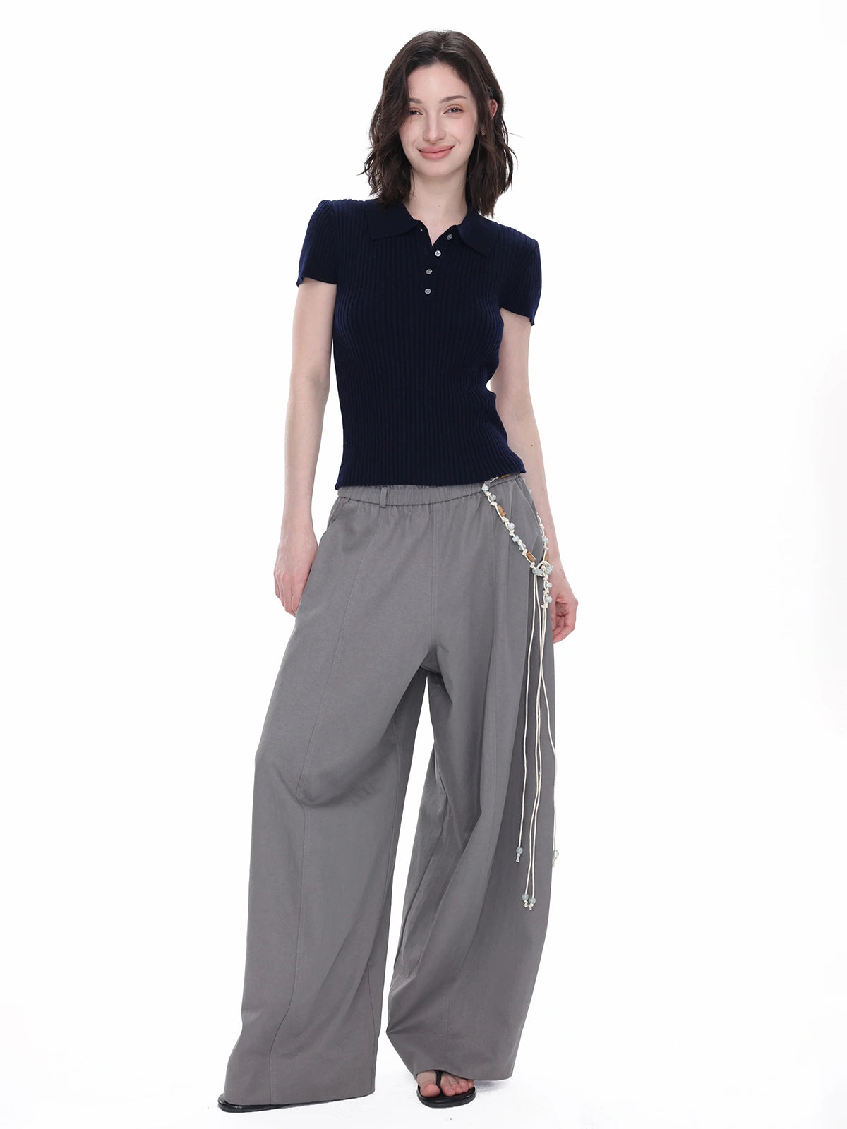 Pleated Barrel-Leg Pants