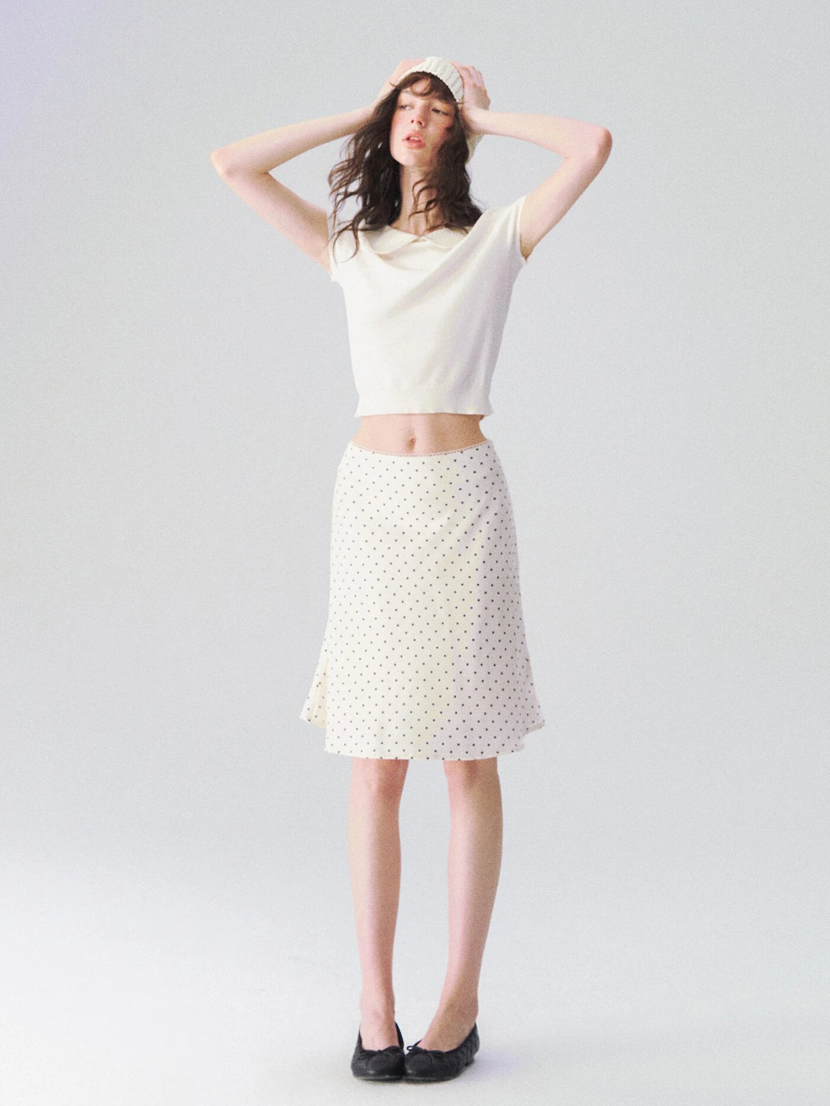 Polka Dot A-Line Midi Skirt