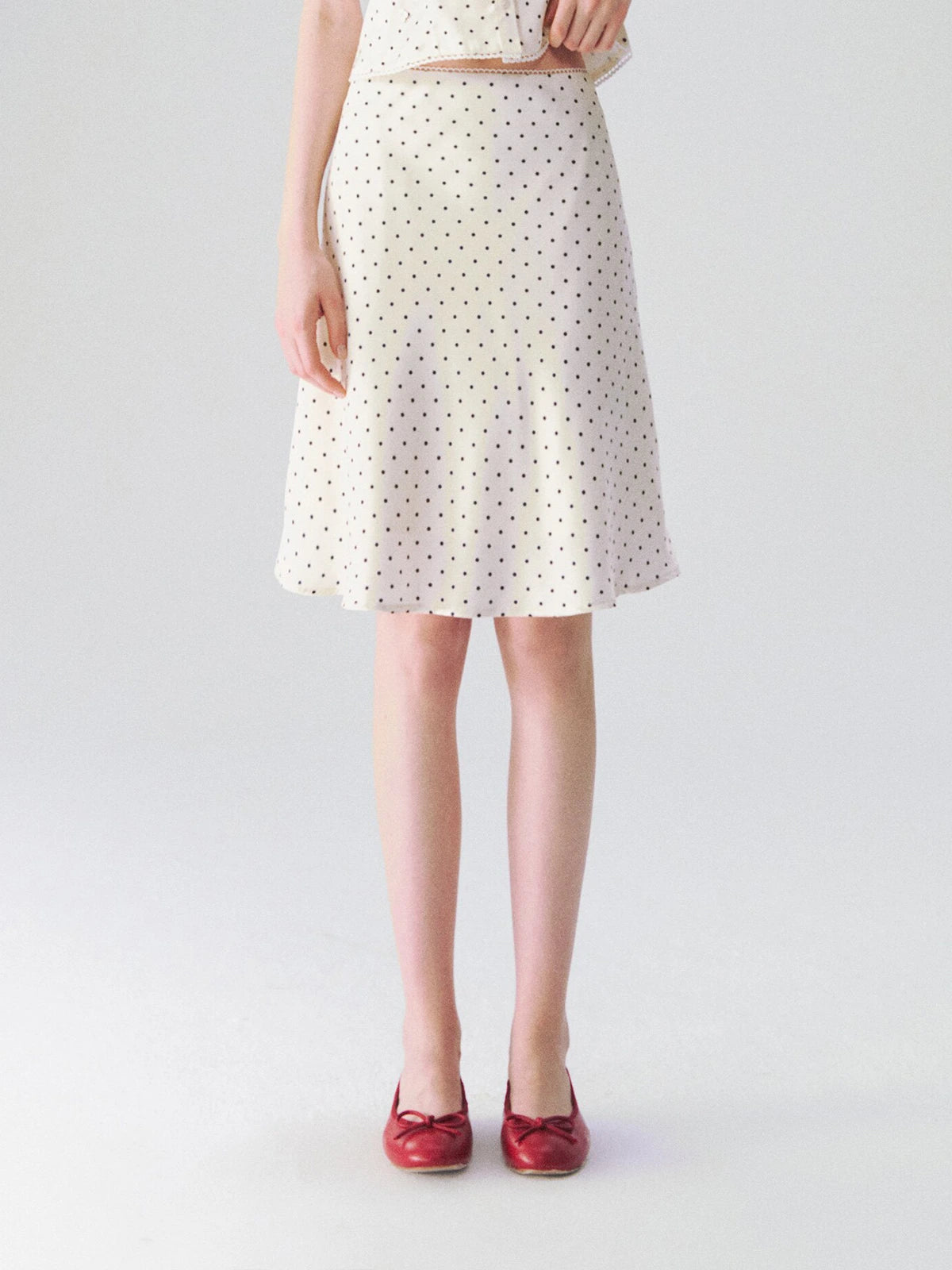 Polka Dot A-Line Midi Skirt