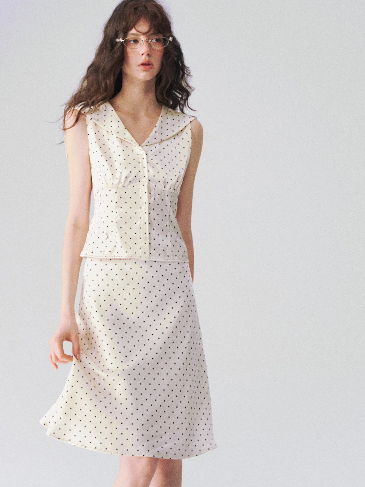 Polka Dot A-Line Midi Skirt