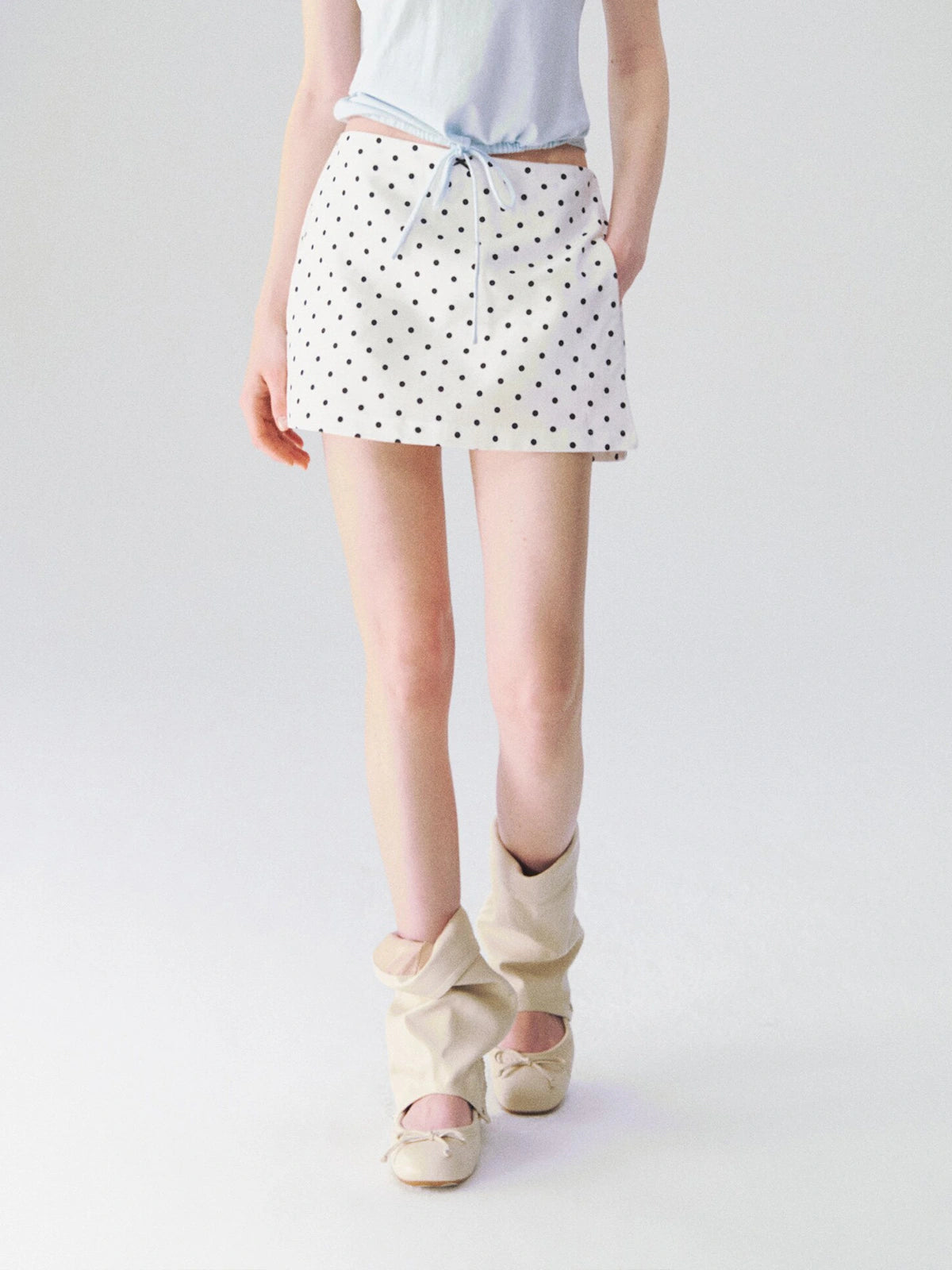 Polka Dot A-Line Skort in Ivory ¡ª view 4