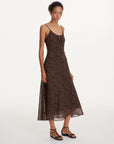 Polka-Dot Drawstring Midi Dress