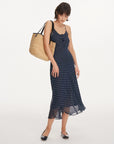 Polka-Dot Drawstring Midi Dress