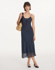 Polka-Dot Drawstring Midi Dress
