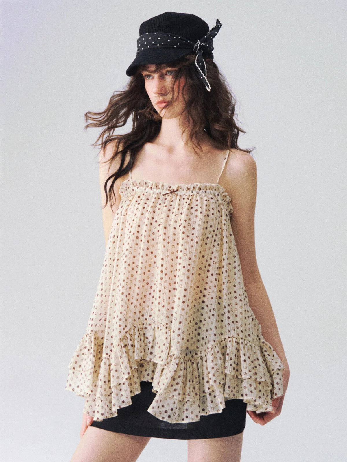 Polka Dot Swing Cami in Cream a?? view 4