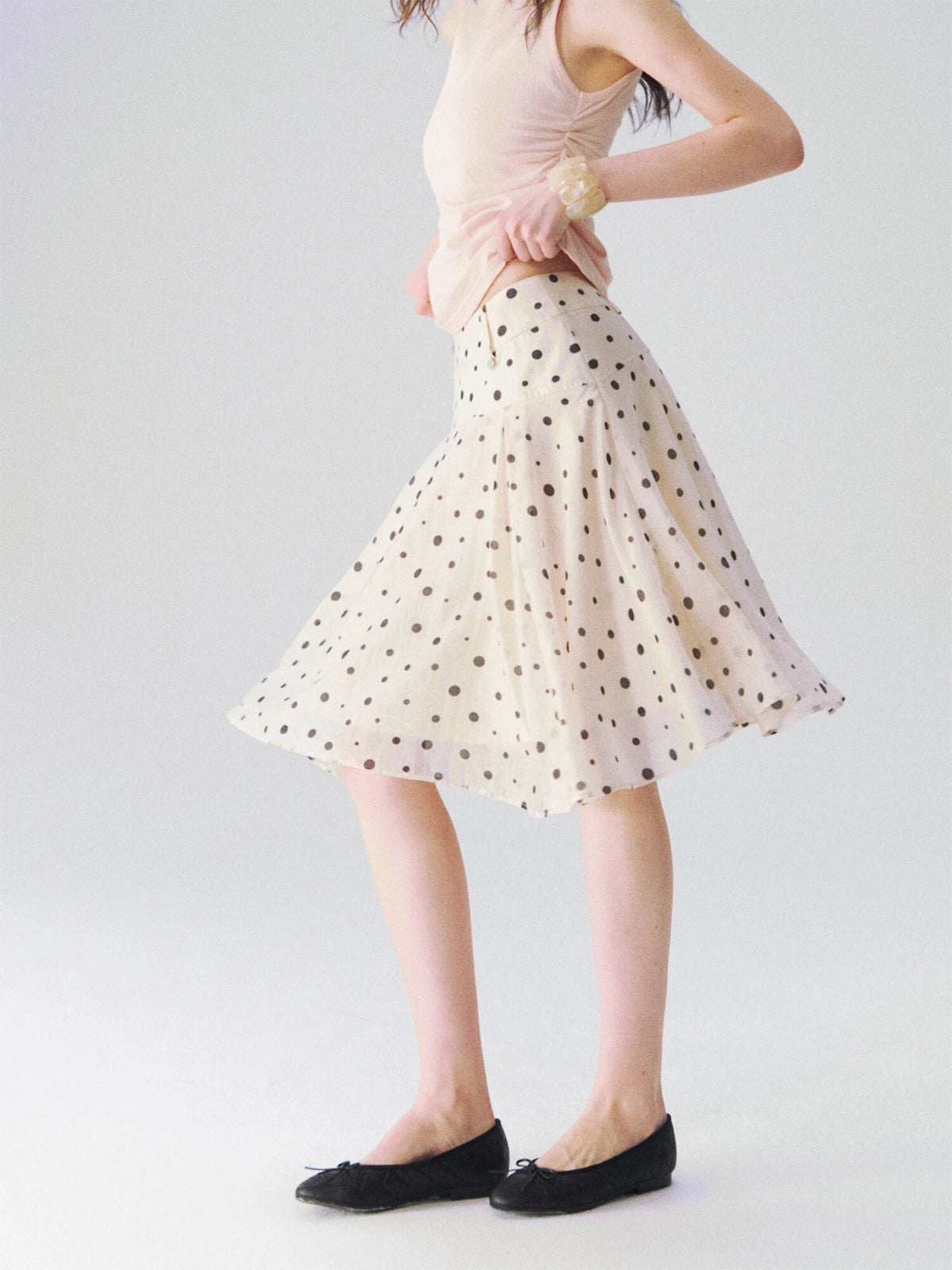 Polka Dot Tiered A-Line Skirt