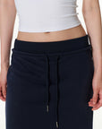 Pull-On Drawstring Midi Skirt