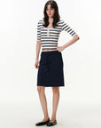 Pull-On Drawstring Midi Skirt