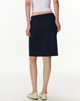 Pull-On Drawstring Midi Skirt