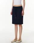 Pull-On Drawstring Midi Skirt