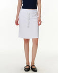 Pull-On Drawstring Midi Skirt