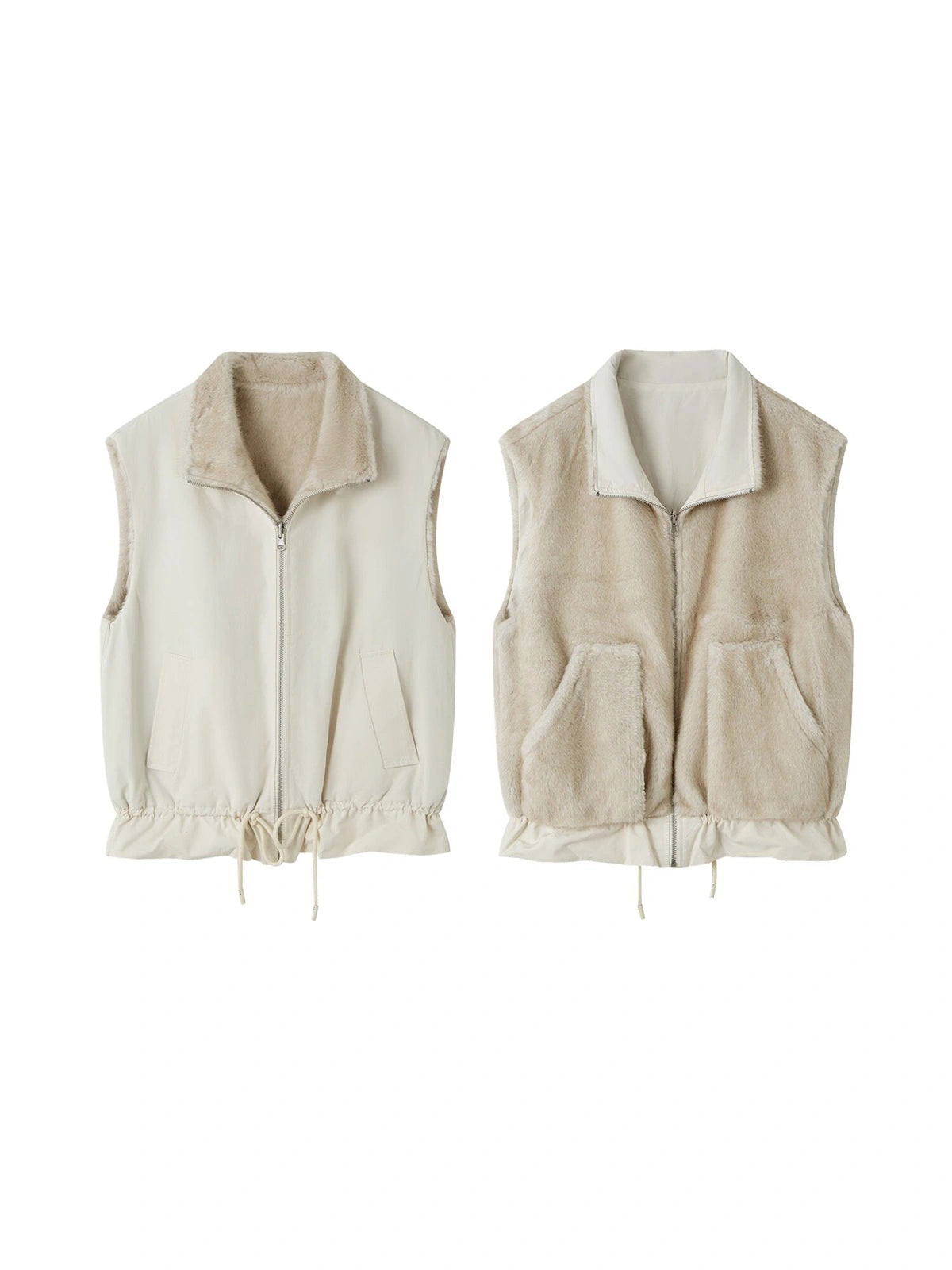 Reversible Stand-Collar Drawstring Vest