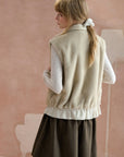 Reversible Stand-Collar Drawstring Vest