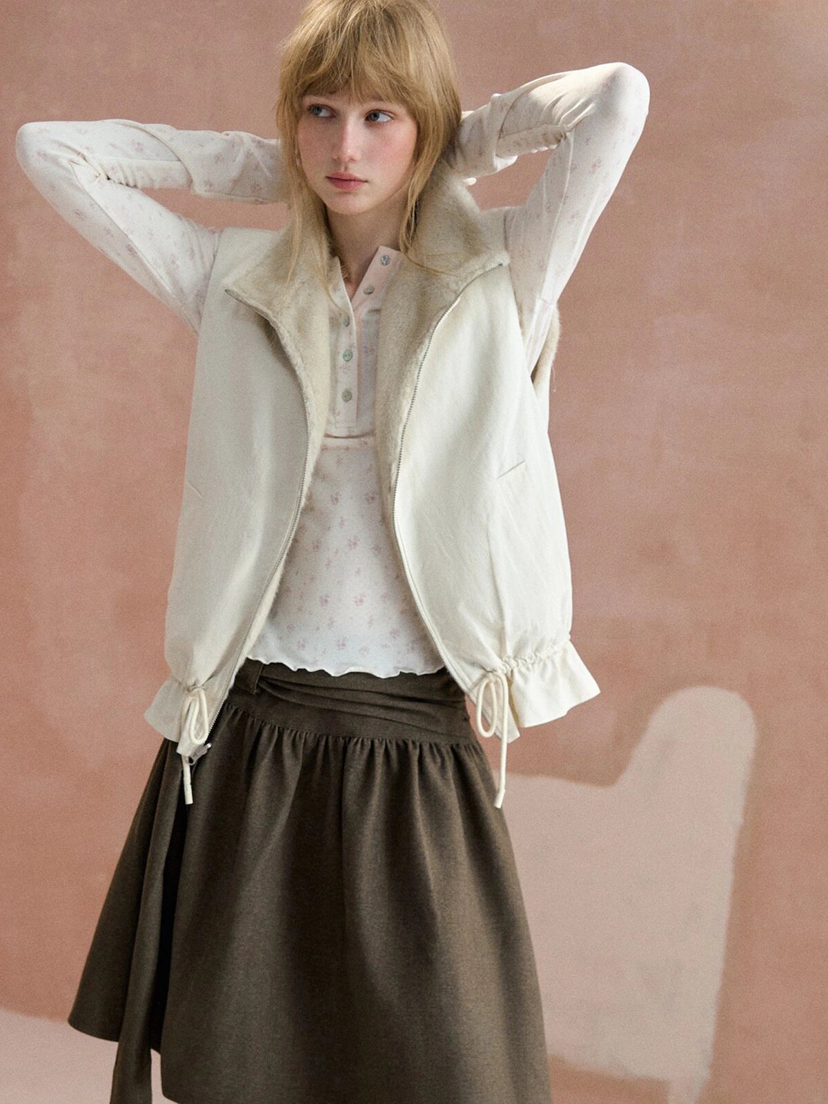 Reversible Stand-Collar Drawstring Vest