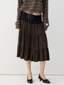 Ruched-Waist Tiered Midi Skirt in Navy ¡ª view 2